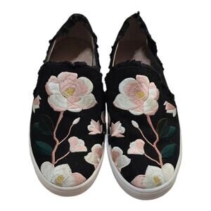 Kate Spade Leonie Ruffled Canvas Sneakers Embroidered Floral 7 MSRP $150